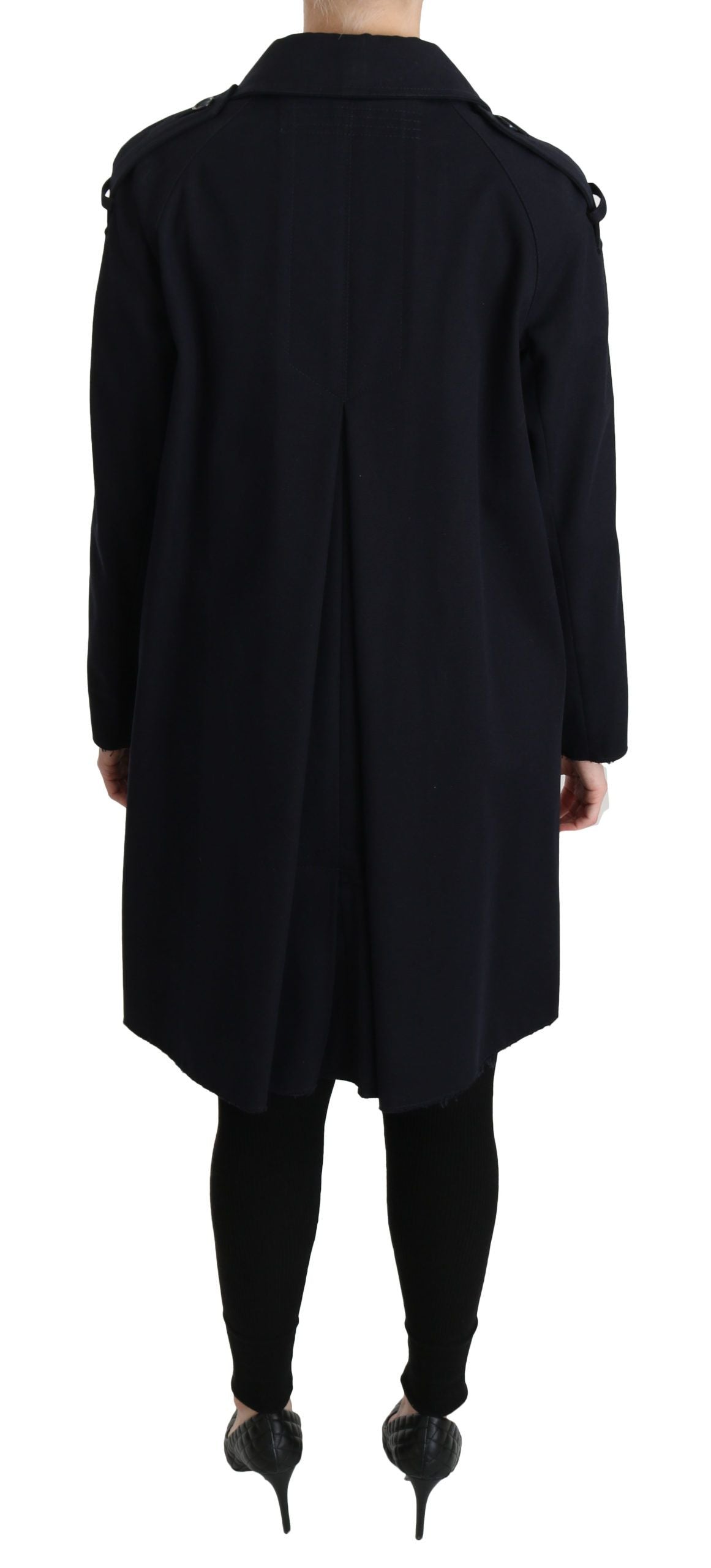 Dolce & Gabbana Coat Blue Cotton Women Trench Jacket by Dolce & Gabbana
