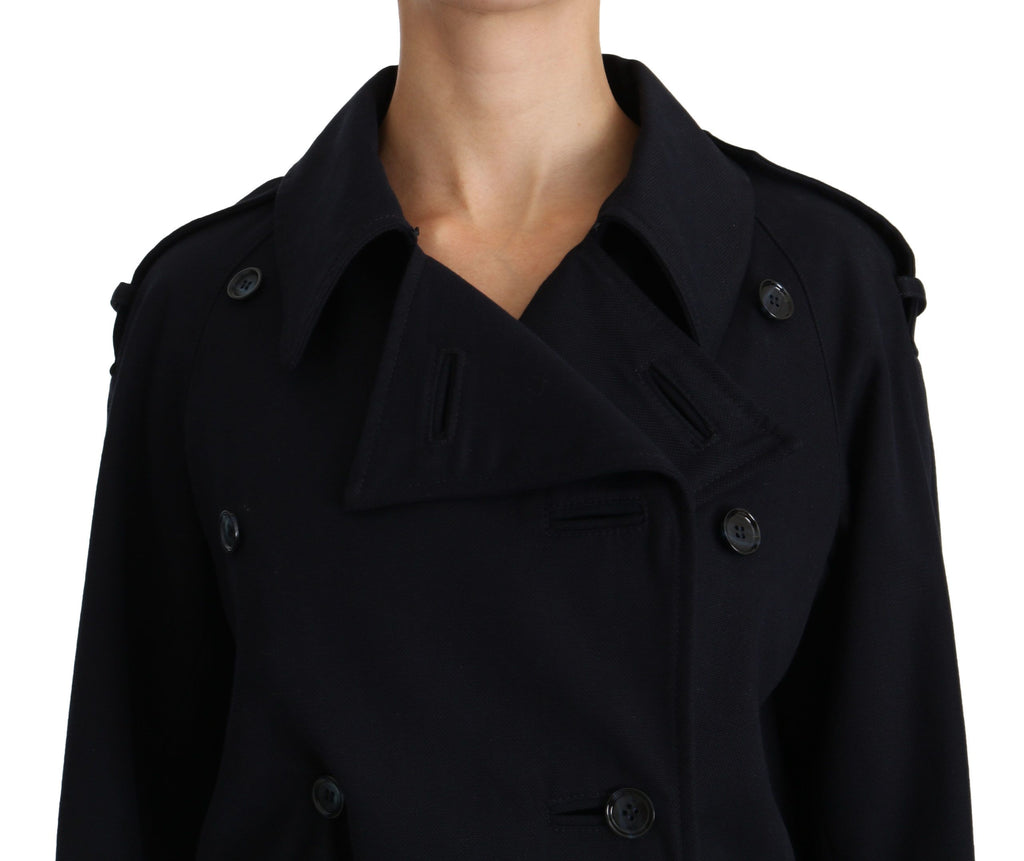 Dolce & Gabbana Coat Blue Cotton Women Trench Jacket by Dolce & Gabbana