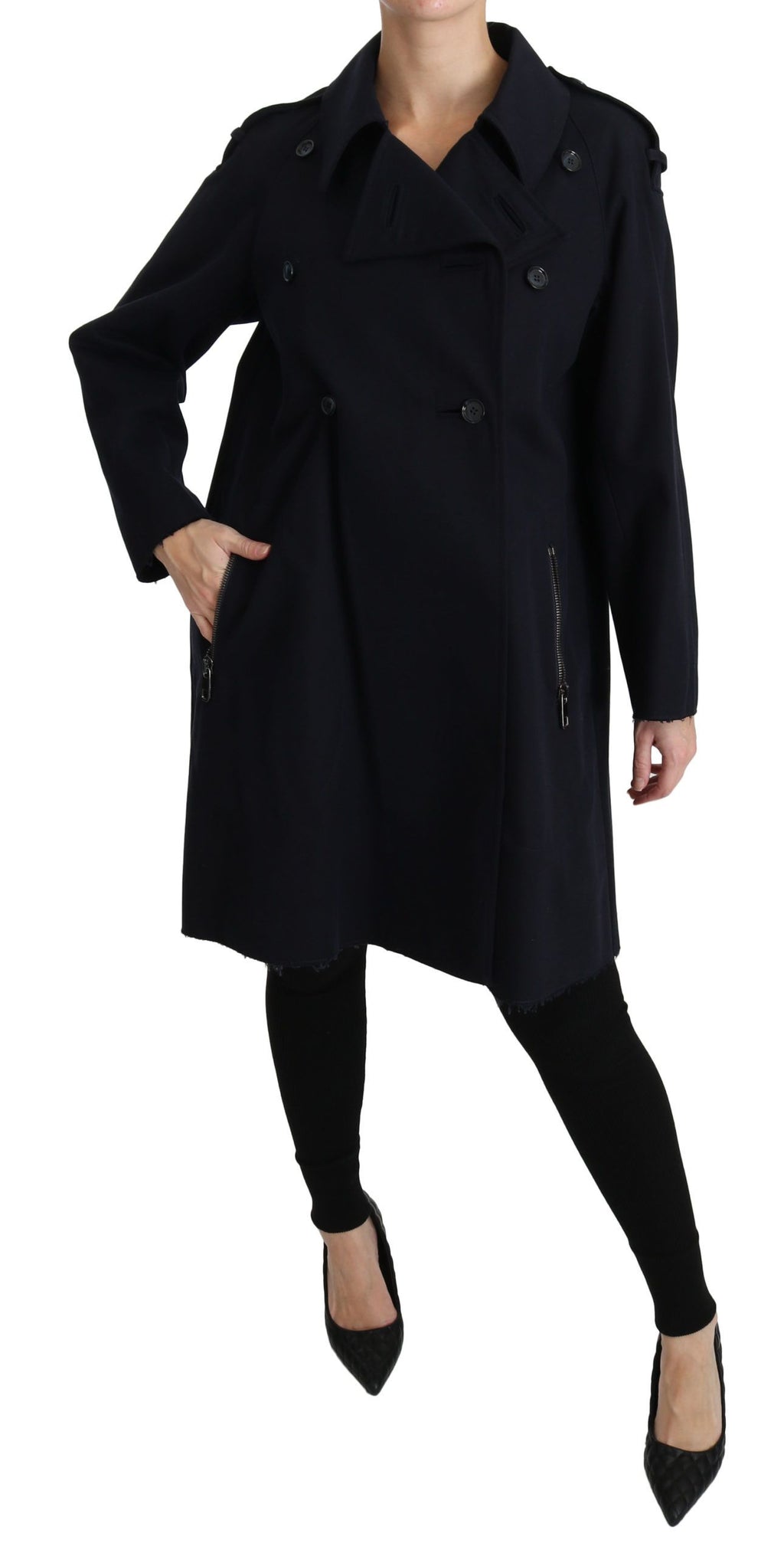 Dolce & Gabbana Coat Blue Cotton Women Trench Jacket by Dolce & Gabbana