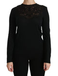 Dolce & Gabbana Black Silk Lace Crew Neck Long Sleeve Blouse by Dolce & Gabbana