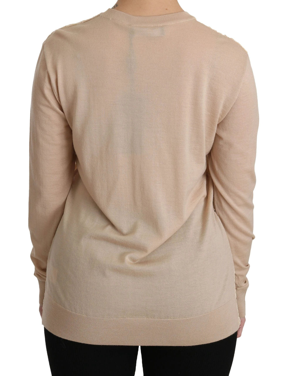 Dolce & Gabbana Beige Lace Long Sleeve Top Cashmere Blouse by Dolce & Gabbana