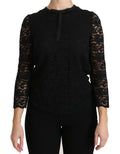 Dolce & Gabbana Black Lace Long Sleeve Nylon Blouse by Dolce & Gabbana