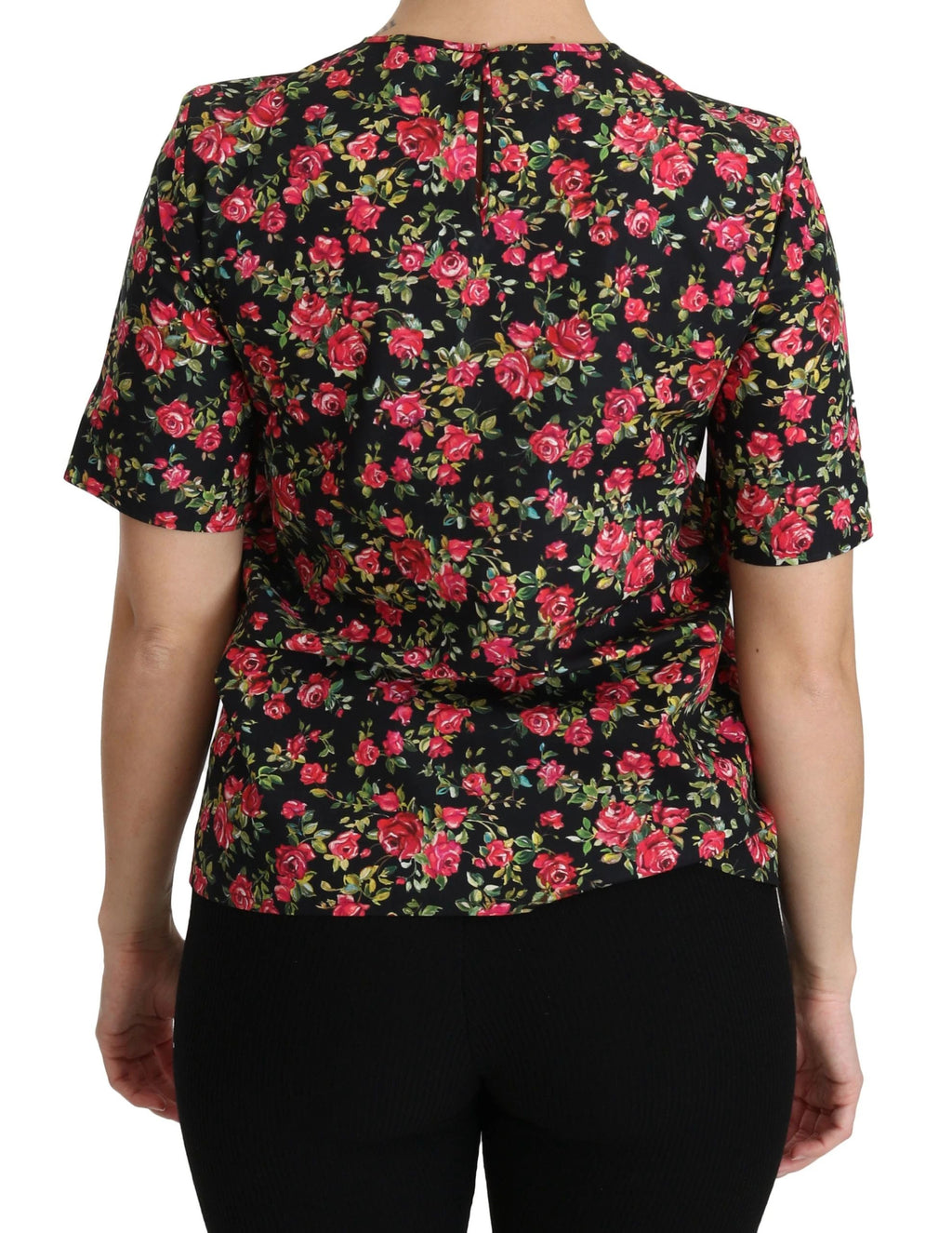 Dolce & Gabbana Black Floral Roses Short Sleeve Top Blouse by Dolce & Gabbana