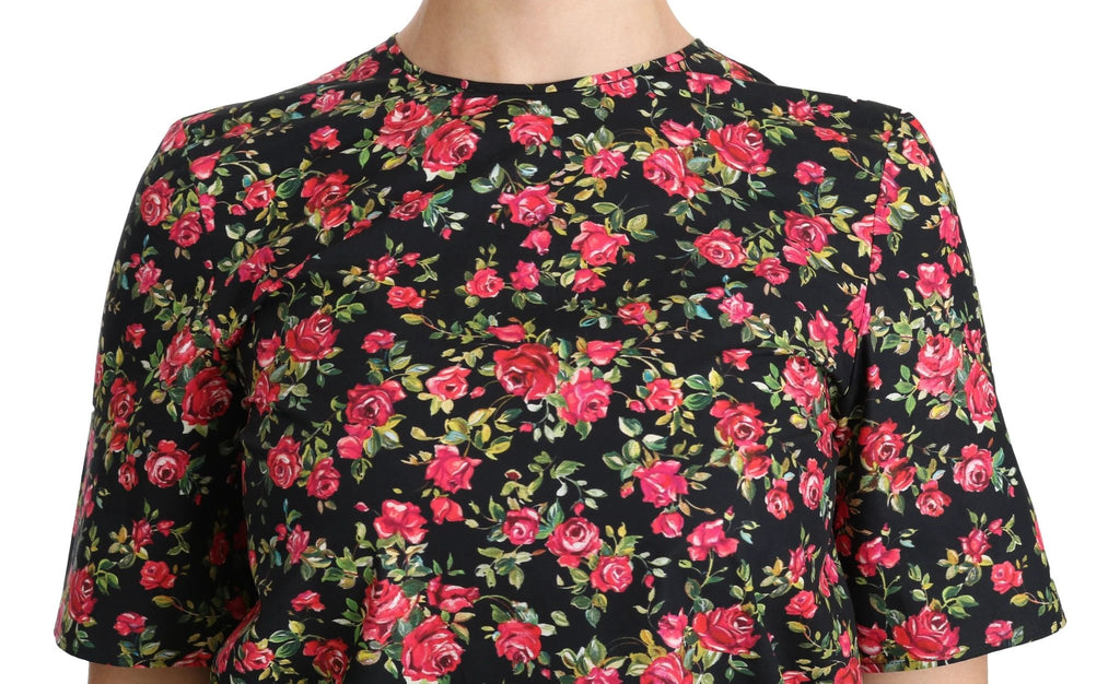 Dolce & Gabbana Black Floral Roses Short Sleeve Top Blouse by Dolce & Gabbana