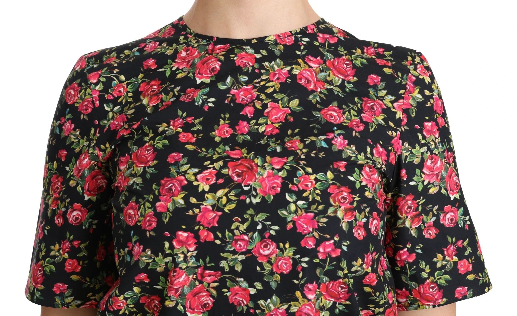 Dolce & Gabbana Black Floral Roses Short Sleeve Top Blouse by Dolce & Gabbana