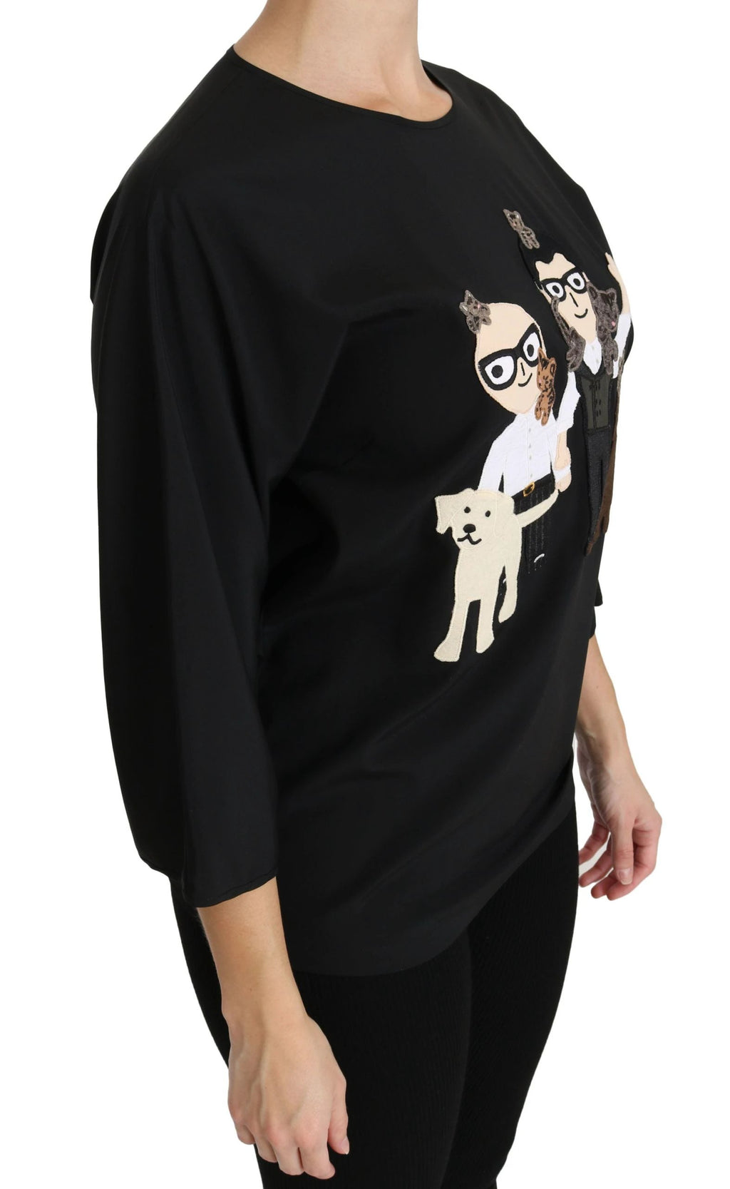 Dolce & Gabbana Black #dgfamily Top T-shirt Silk Blouse by Dolce & Gabbana