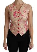 Dolce & Gabbana Pink Gold Brocade Waistcoat Vest Blouse Top by Dolce & Gabbana