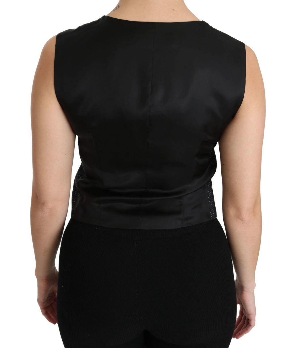 Dolce & Gabbana Black Dotted Waistcoat Vest Blouse Top by Dolce & Gabbana