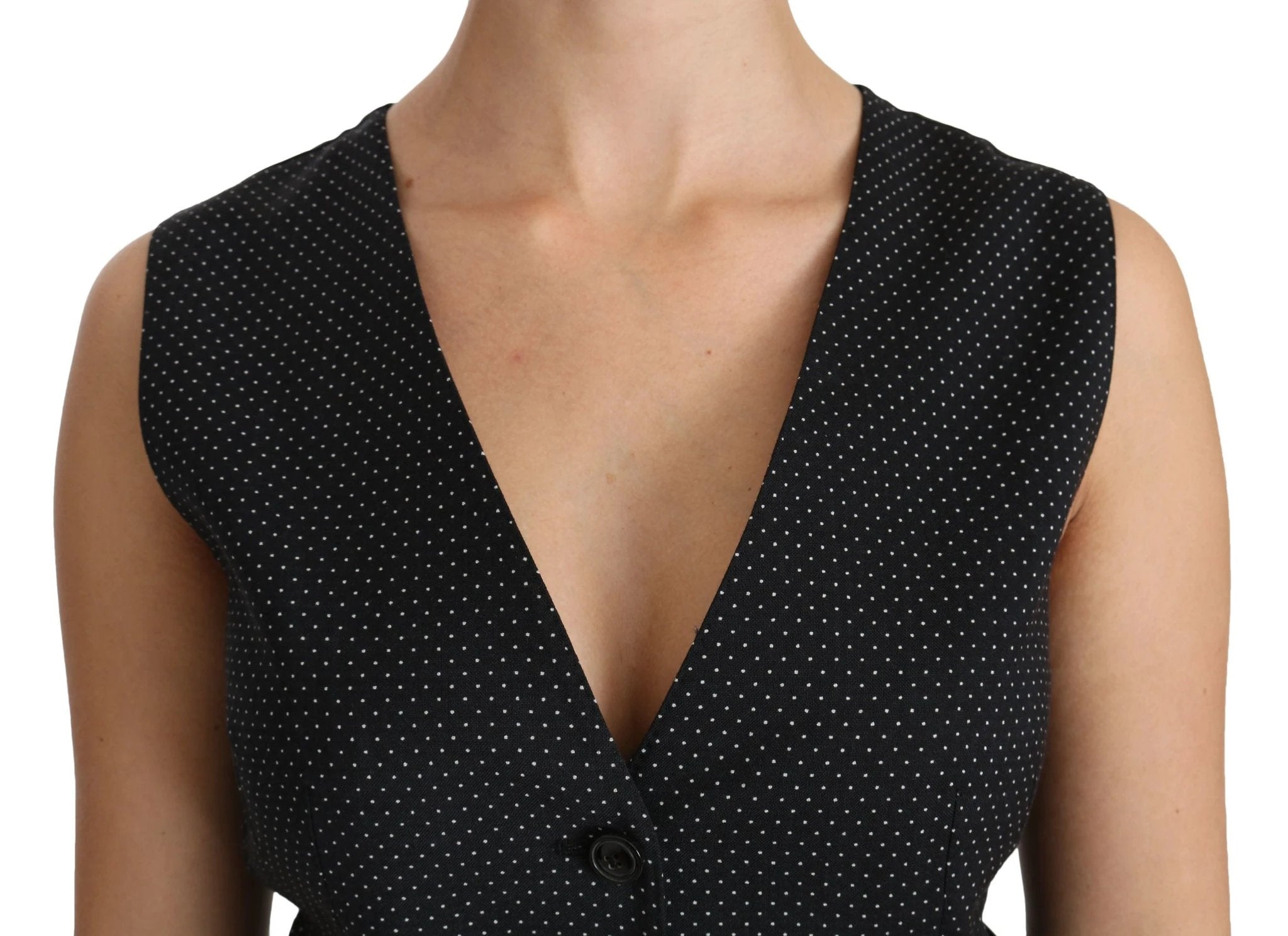 Dolce & Gabbana Black Dotted Waistcoat Vest Blouse Top by Dolce & Gabbana