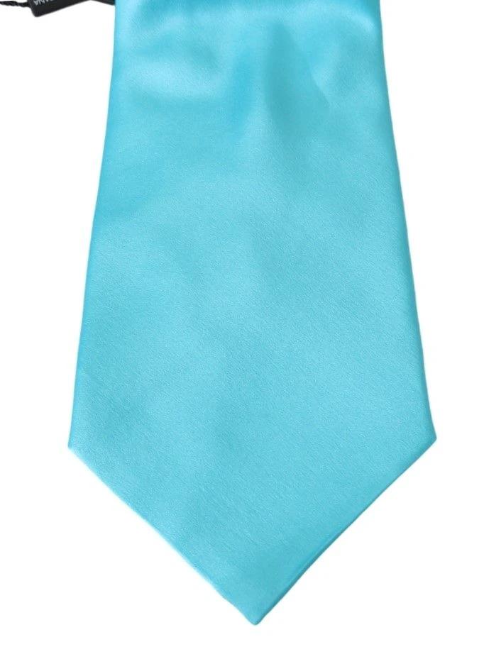 Dolce & Gabbana Light Blue Wide Mens Necktie Accessory 100% Silk Tie by Dolce & Gabbana