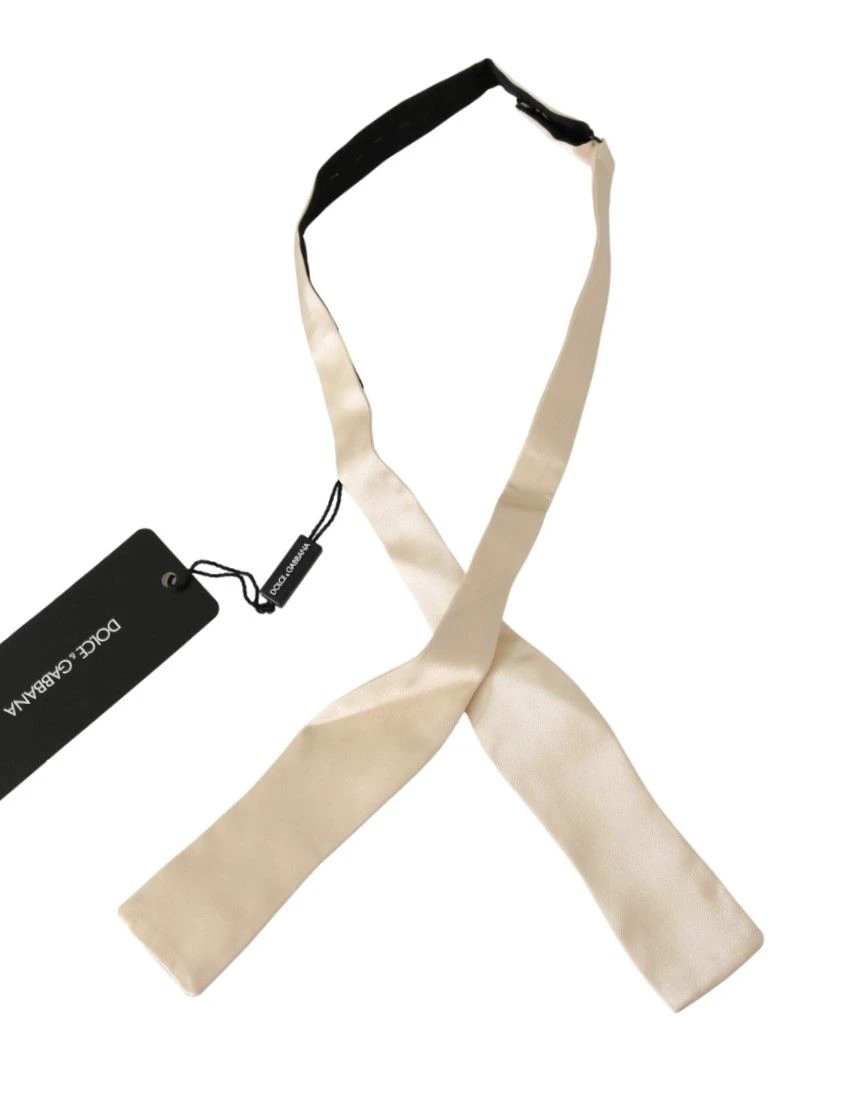 Dolce & Gabbana Beige Slim Skinny Men Necktie 100% Silk Bowtie by Dolce & Gabbana