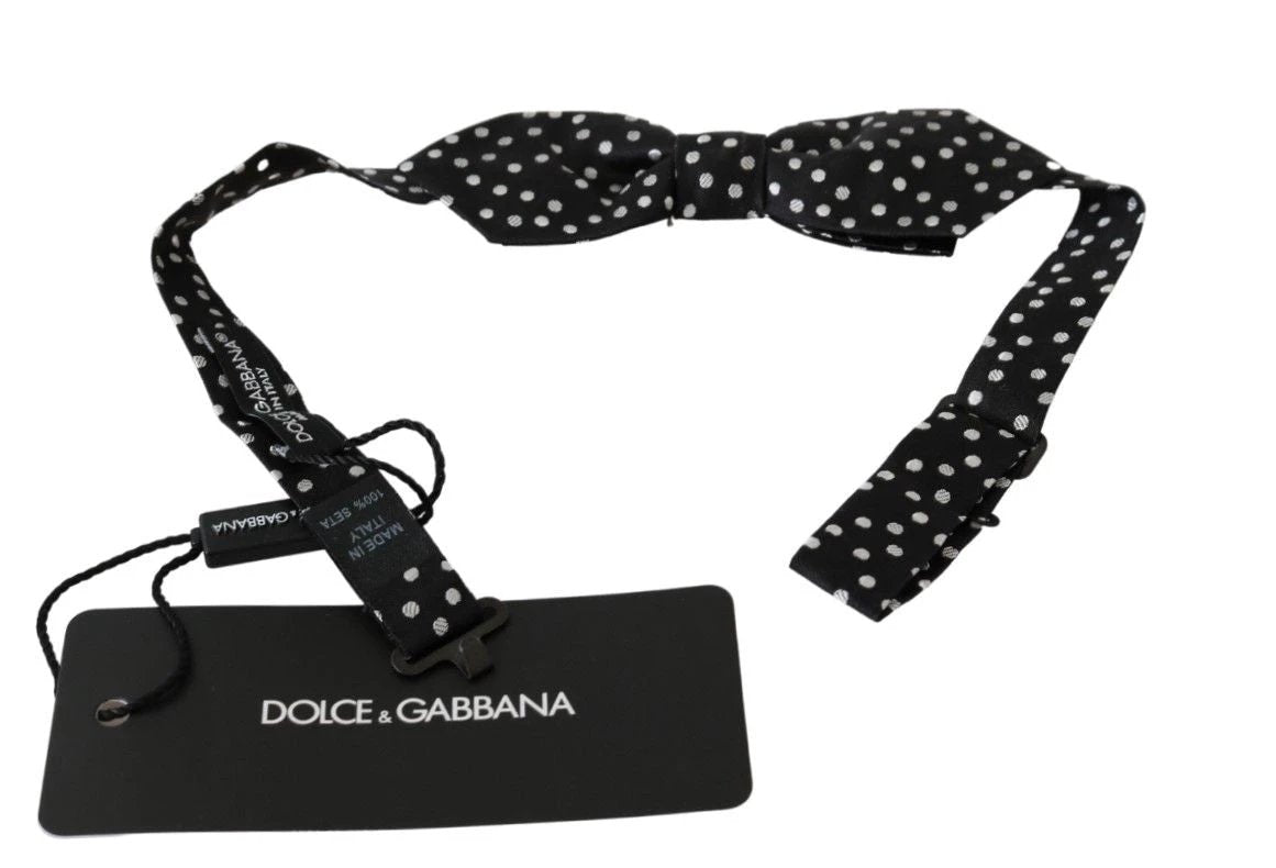 Dolce & Gabbana Black Polka Dots Mens Necktie Papillon 100% Silk Bow Tie by Dolce & Gabbana