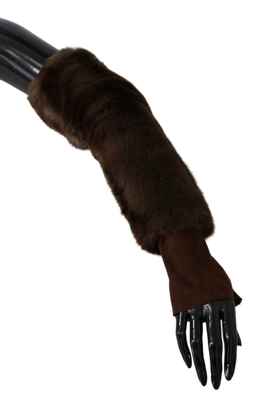 Dolce & Gabbana Brown Elbow Length Finger Less Fur Gloves by Dolce & Gabbana