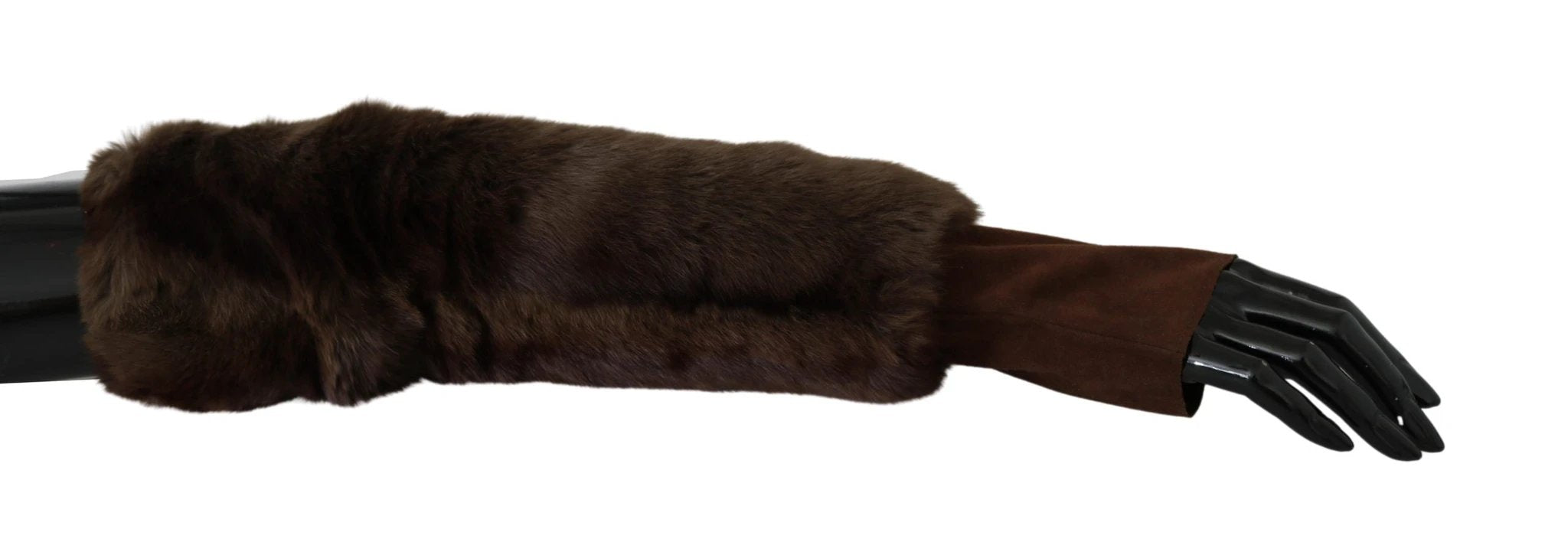 Dolce & Gabbana Brown Elbow Length Finger Less Fur Gloves by Dolce & Gabbana