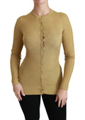Dolce & Gabbana Gold Long Sleeve Cardigan Viscose Sweater by Dolce & Gabbana