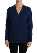 Dolce & Gabbana Blue Button Cardigan Virgin Wool Sweater by Dolce & Gabbana