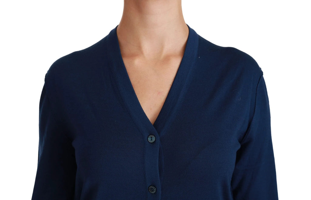 Dolce & Gabbana Blue Button Cardigan Virgin Wool Sweater by Dolce & Gabbana