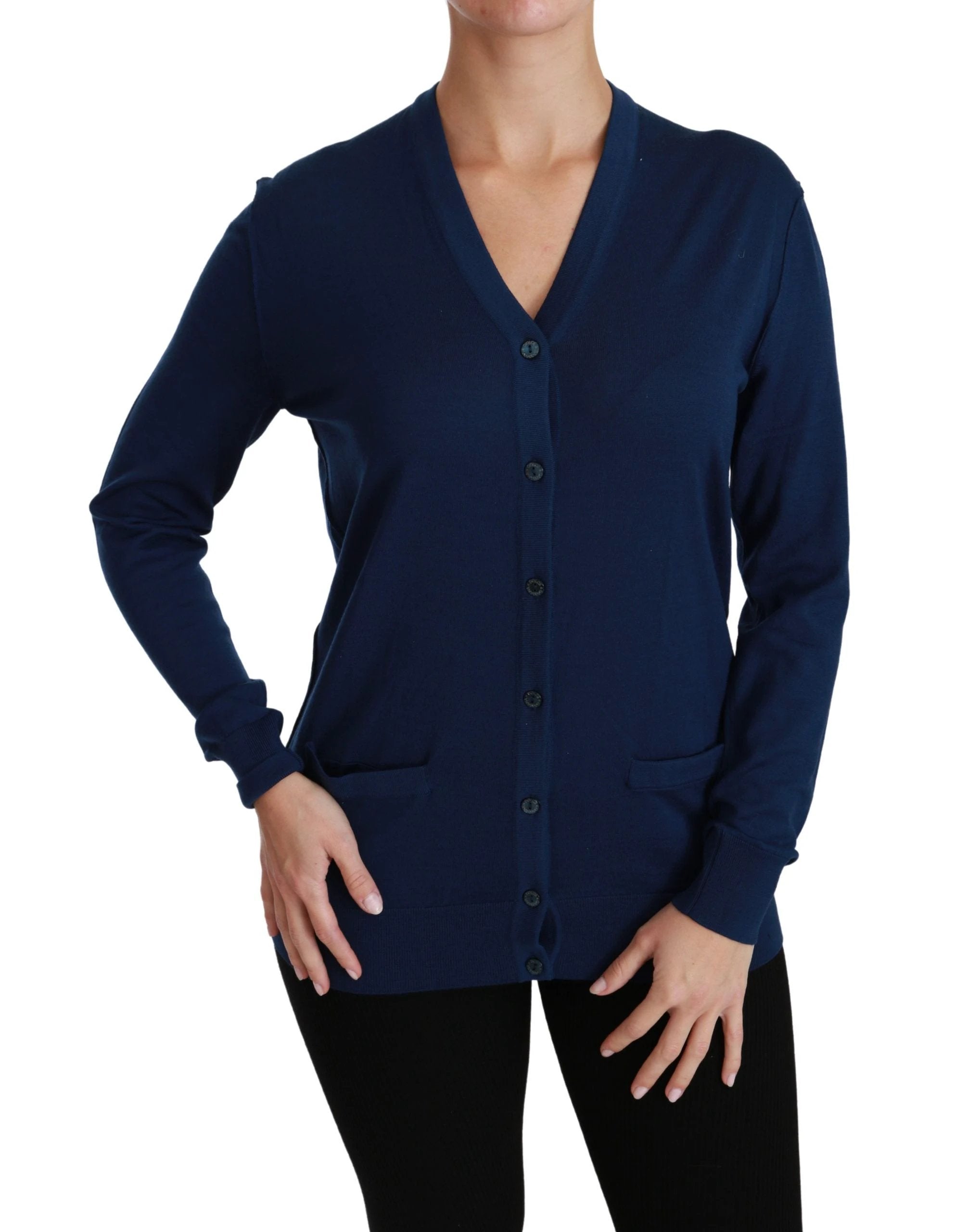 Dolce & Gabbana Blue Button Cardigan Virgin Wool Sweater by Dolce & Gabbana