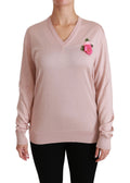 Dolce & Gabbana Pink Floral Embellished Pullover Silk Sweater by Dolce & Gabbana