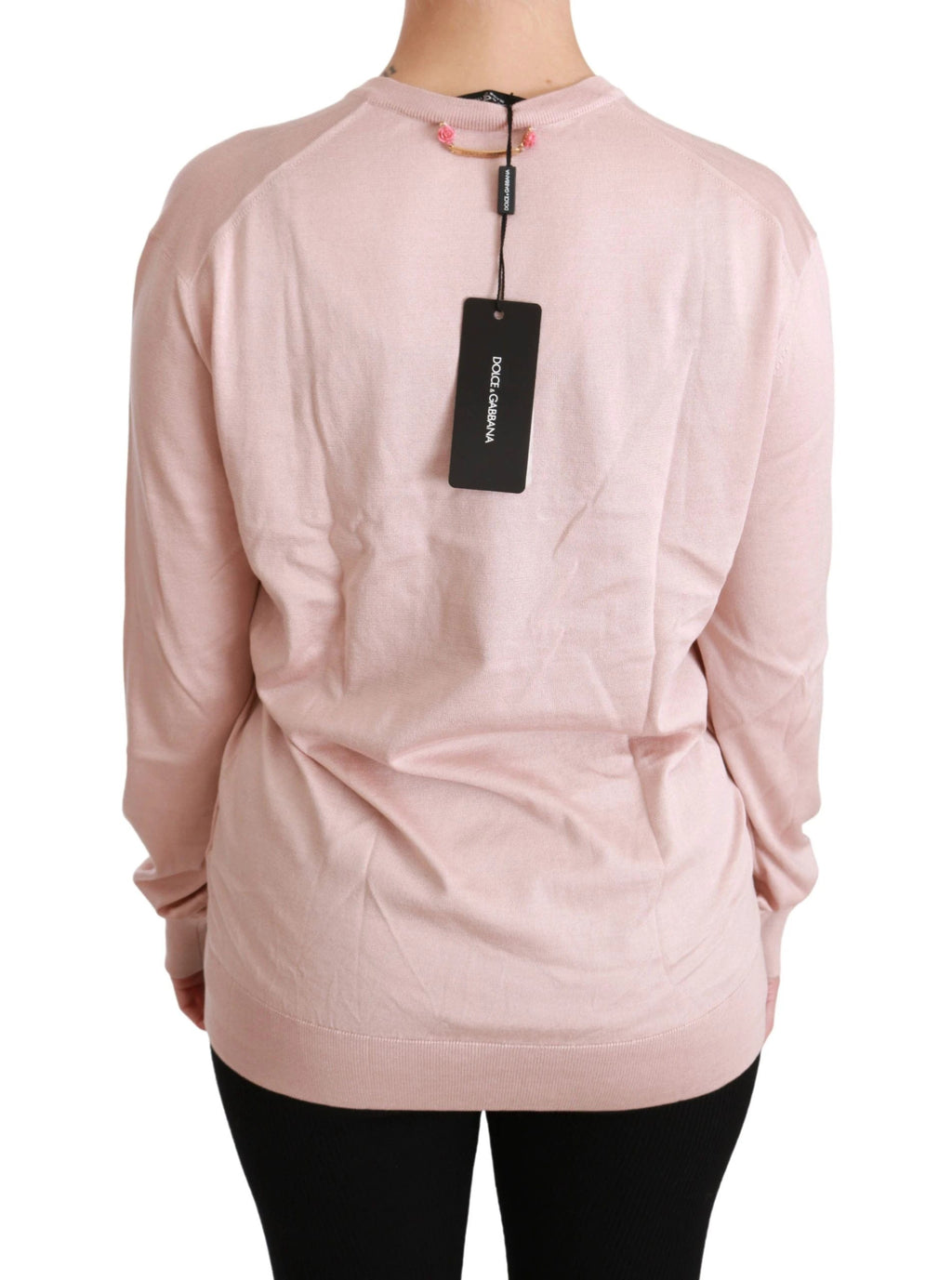 Dolce & Gabbana Pink Floral Embellished Pullover Silk Sweater by Dolce & Gabbana