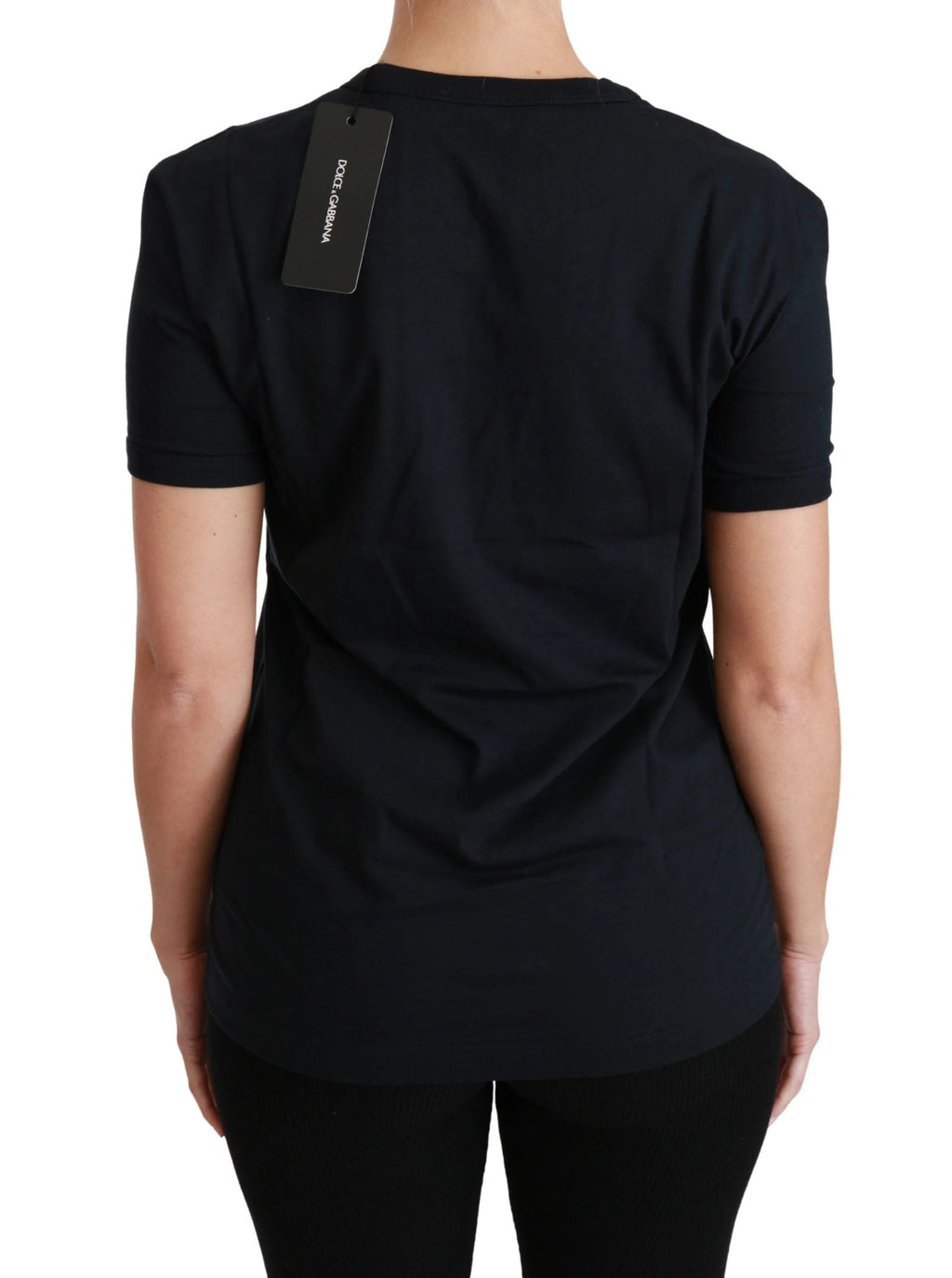 Dolce & Gabbana Blue Amore Patch Crewneck Cotton Top T-shirt by Dolce & Gabbana