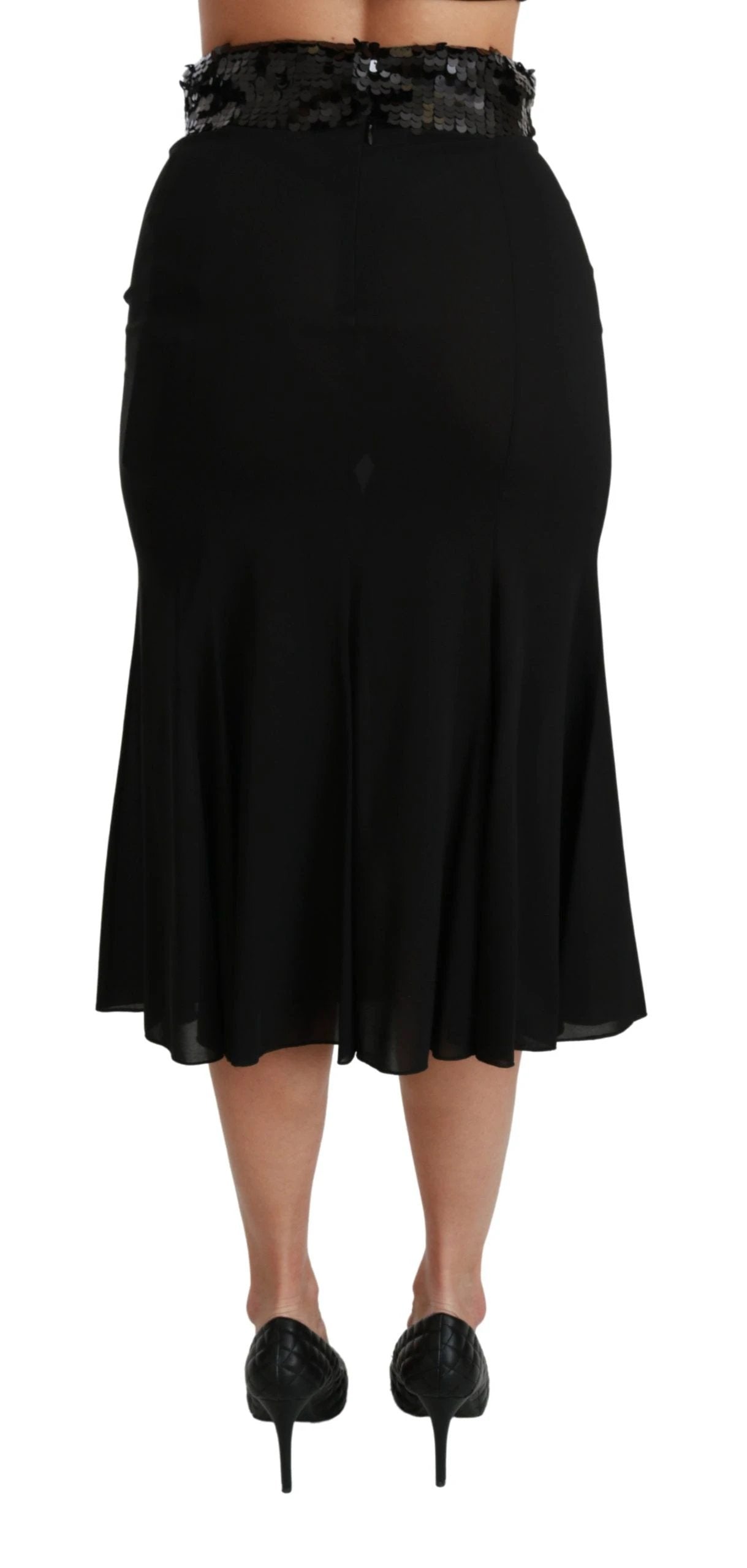 Dolce & Gabbana Black High Waist Mermaid Midi Silk Skirt by Dolce & Gabbana