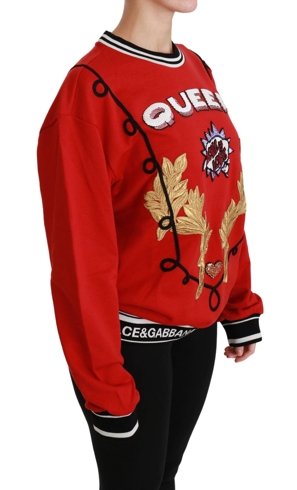 Dolce & Gabbana Red Queen Sequined Love Pullover Sweater by Dolce & Gabbana