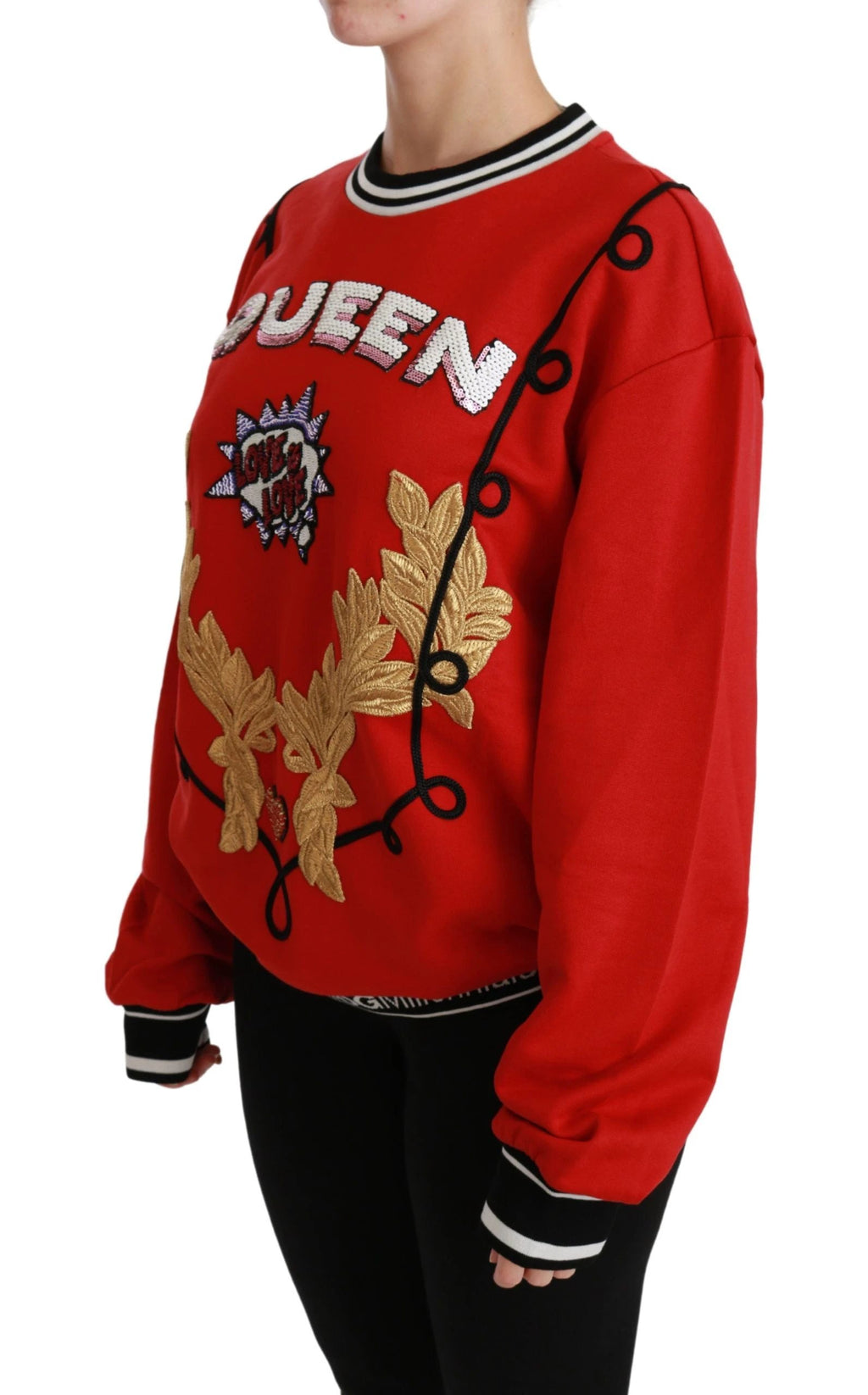 Dolce & Gabbana Red Queen Sequined Love Pullover Sweater by Dolce & Gabbana