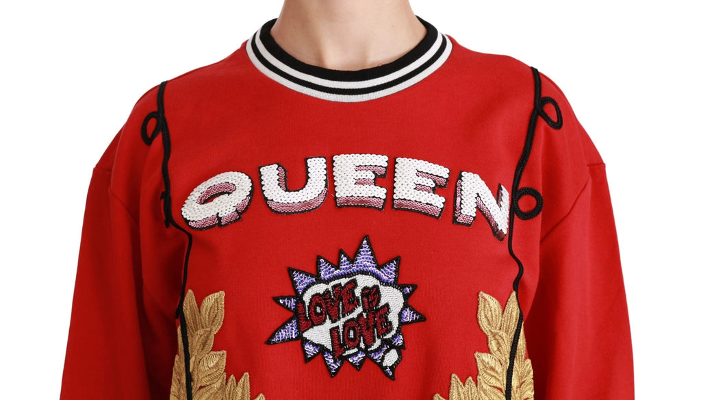 Dolce & Gabbana Red Queen Sequined Love Pullover Sweater by Dolce & Gabbana