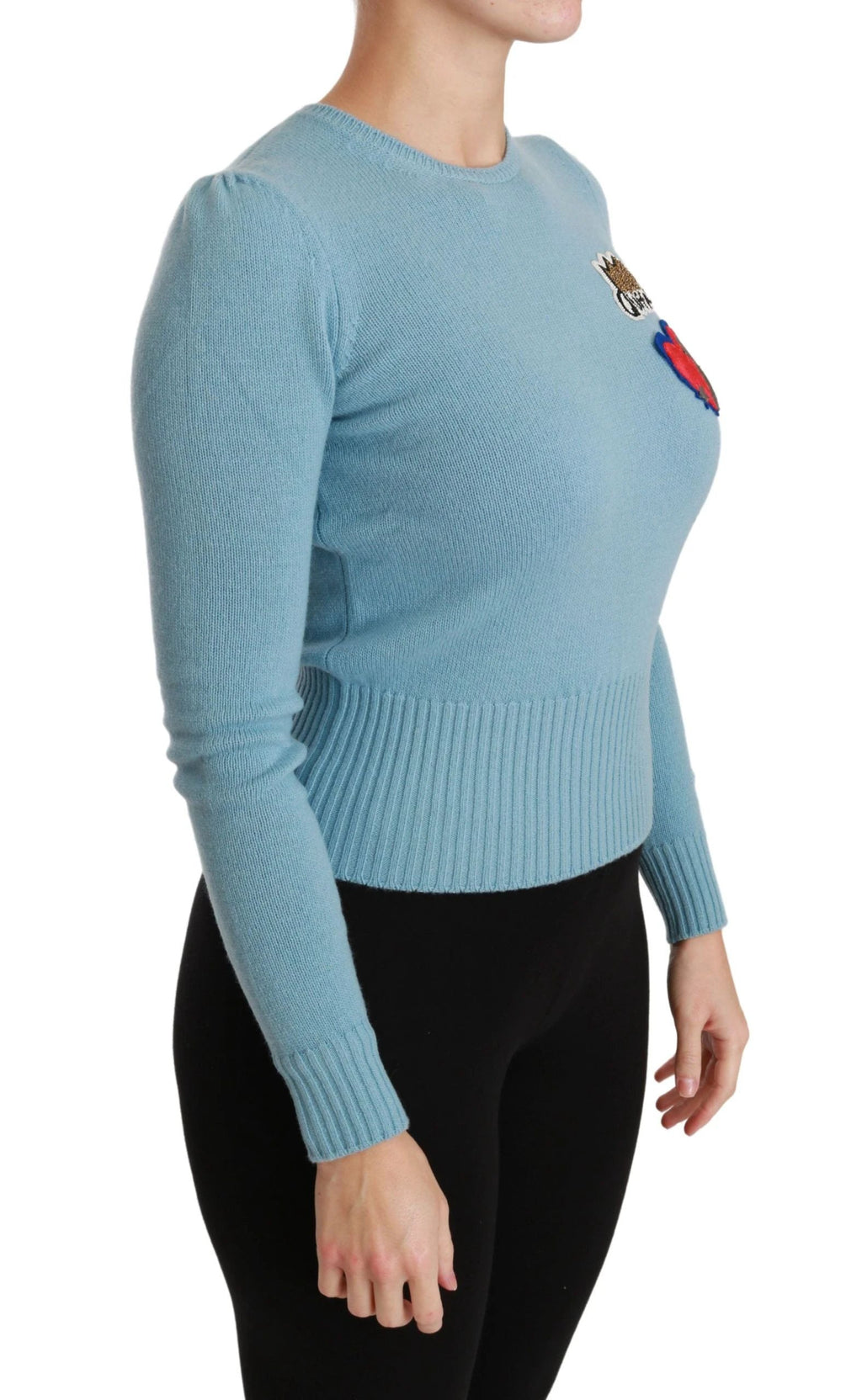 Dolce & Gabbana Blue Wool Queen Heart Pullover Sweater by Dolce & Gabbana