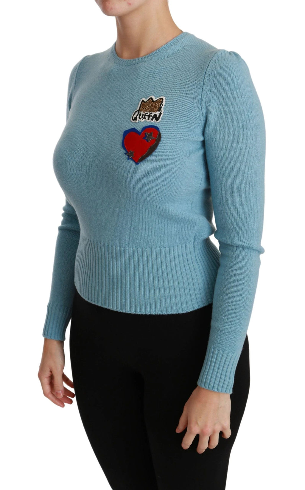 Dolce & Gabbana Blue Wool Queen Heart Pullover Sweater by Dolce & Gabbana