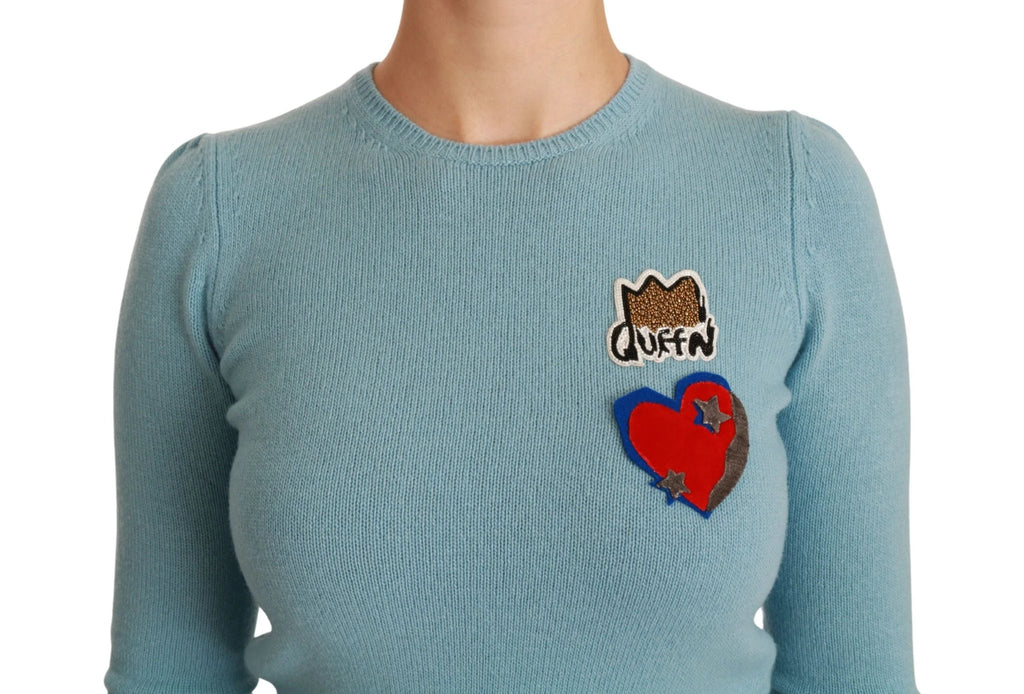 Dolce & Gabbana Blue Wool Queen Heart Pullover Sweater by Dolce & Gabbana