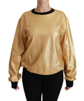 Dolce & Gabbana Gold Cotton Crewneck Pullover Sweater by Dolce & Gabbana