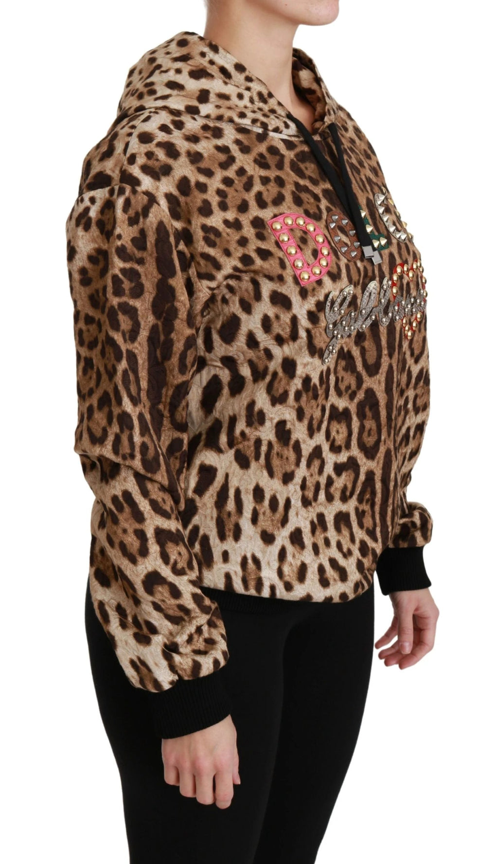 Dolce & Gabbana Brown Hooded Studded Ayers Leopard Sweater by Dolce & Gabbana