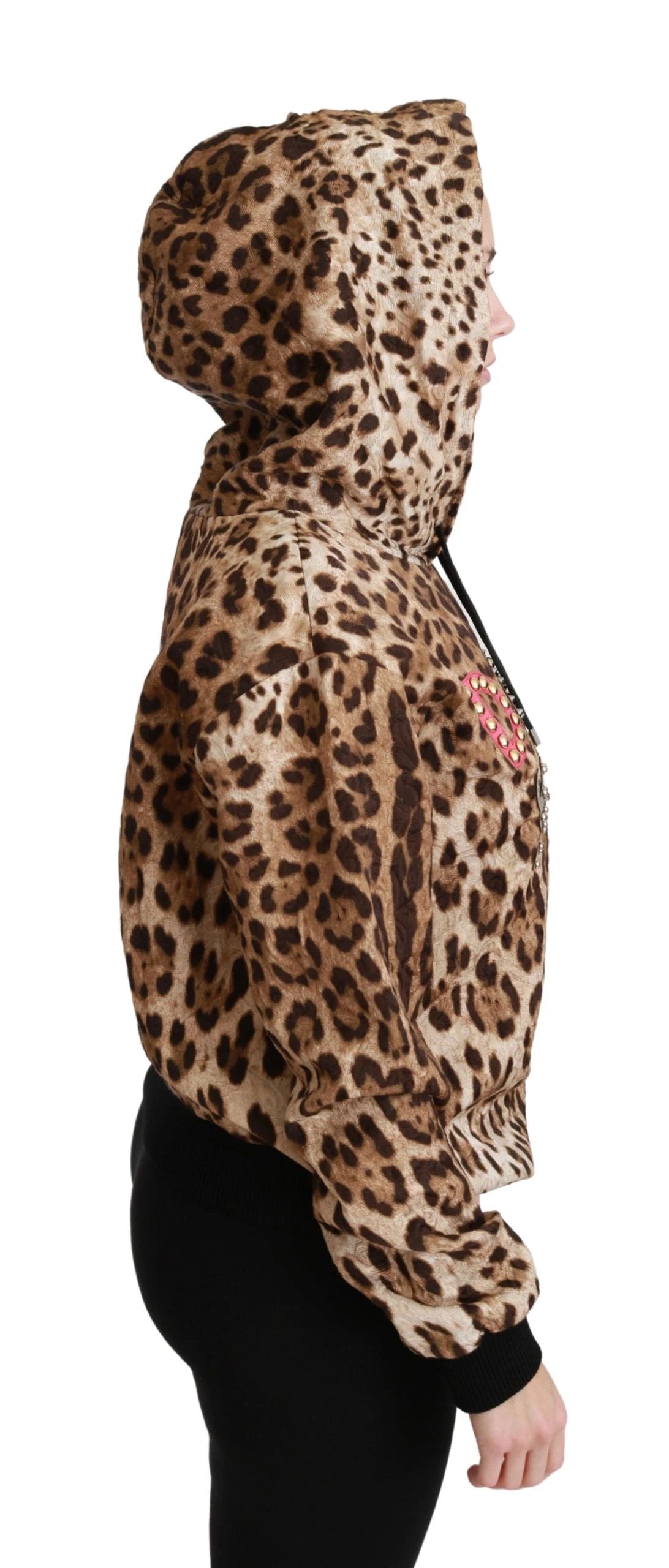 Dolce & Gabbana Brown Hooded Studded Ayers Leopard Sweater by Dolce & Gabbana