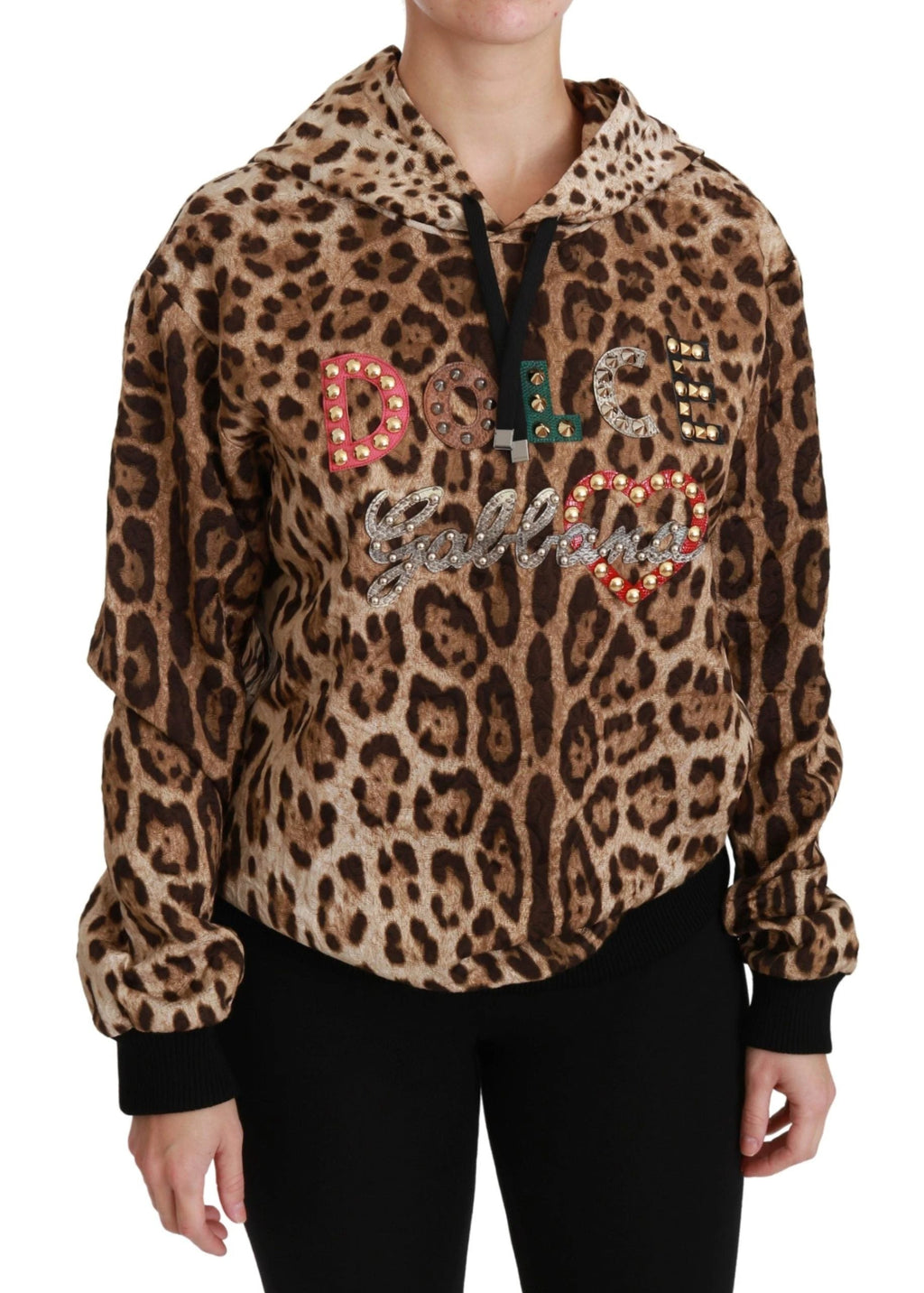 Dolce & Gabbana Brown Hooded Studded Ayers Leopard Sweater by Dolce & Gabbana