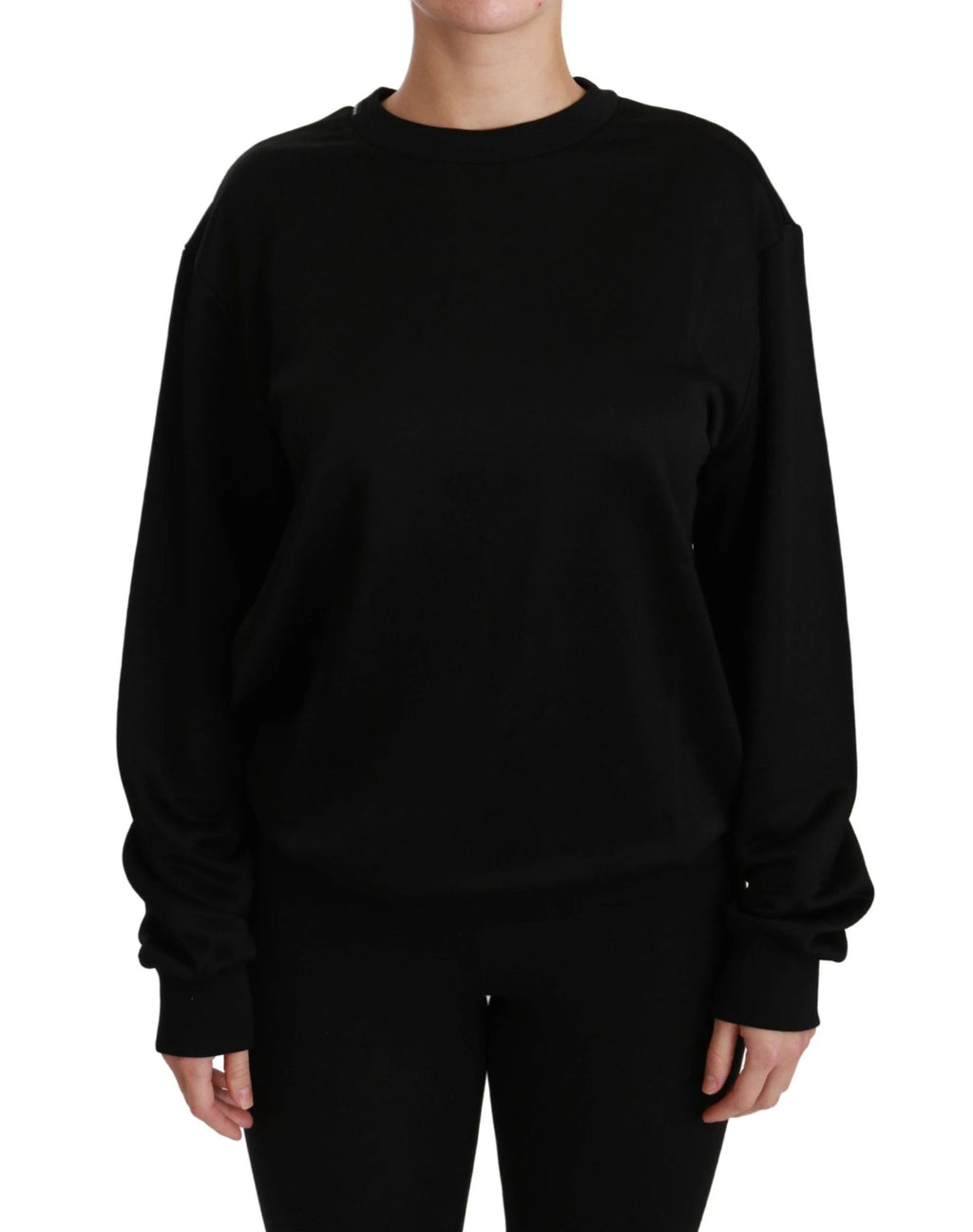 Dolce & Gabbana Black Cotton Crewneck Pullover Sweater by Dolce & Gabbana