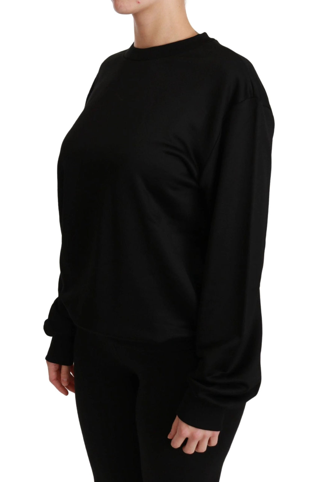 Dolce & Gabbana Black Cotton Crewneck Pullover Sweater by Dolce & Gabbana