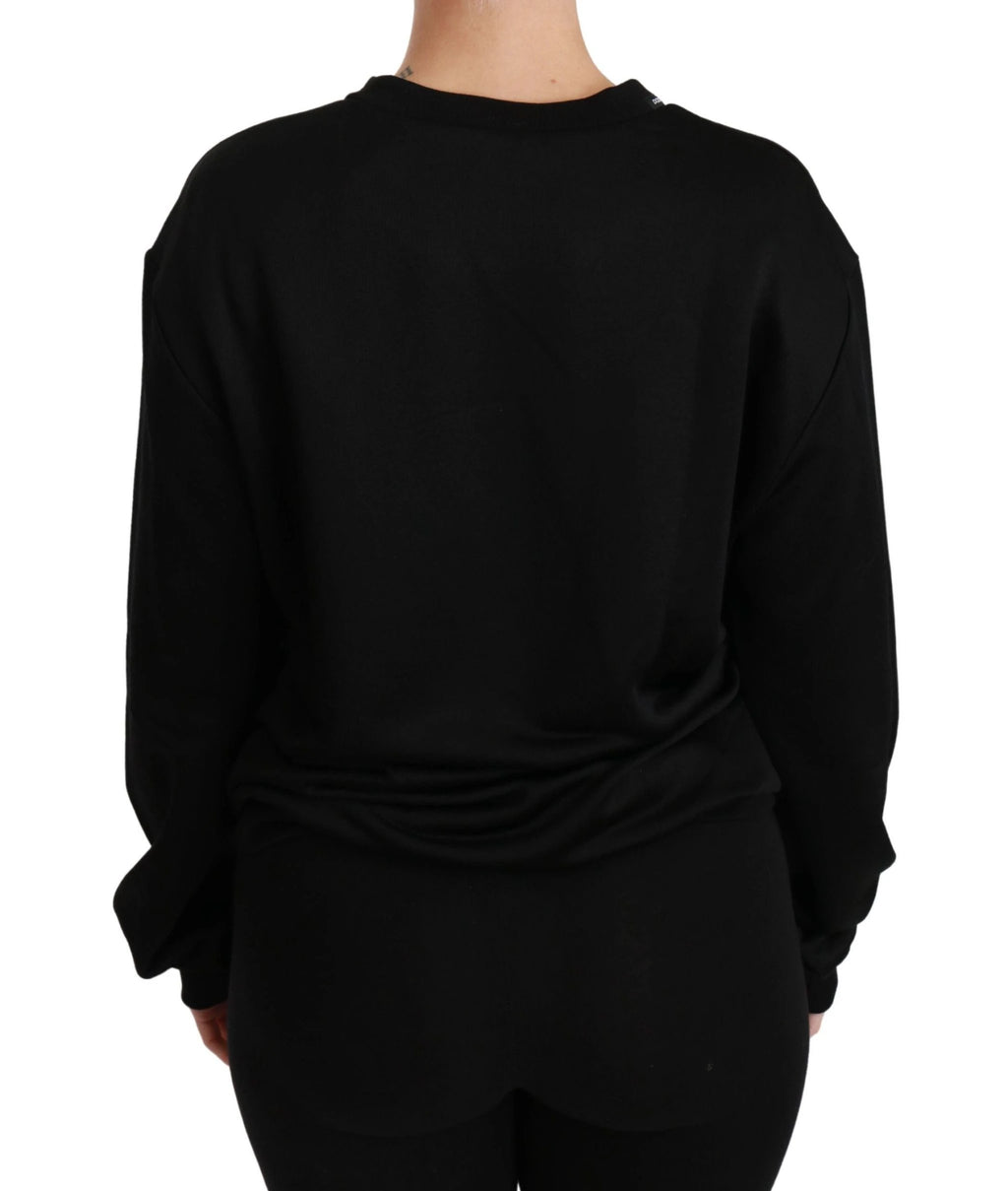 Dolce & Gabbana Black Cotton Crewneck Pullover Sweater by Dolce & Gabbana