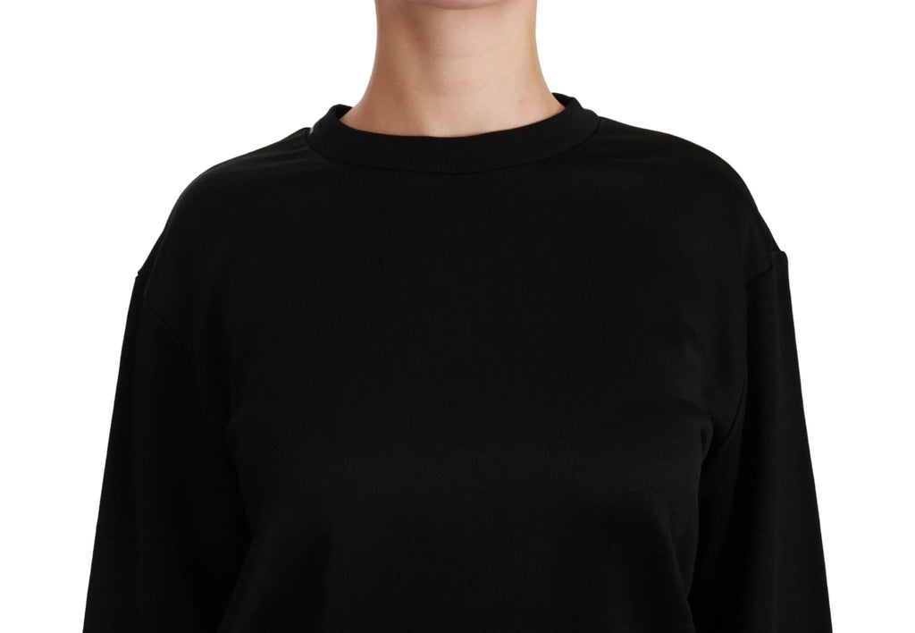 Dolce & Gabbana Black Cotton Crewneck Pullover Sweater by Dolce & Gabbana