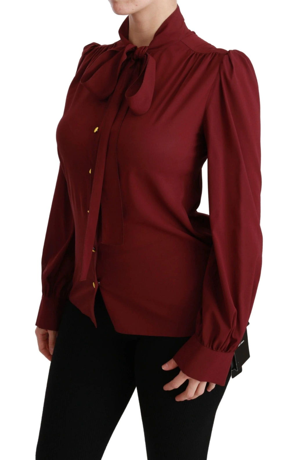 Dolce & Gabbana Maroon Long Sleeve Shirt Blouse Silk Top by Dolce & Gabbana