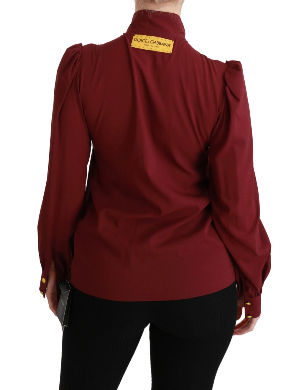 Dolce & Gabbana Maroon Long Sleeve Shirt Blouse Silk Top by Dolce & Gabbana