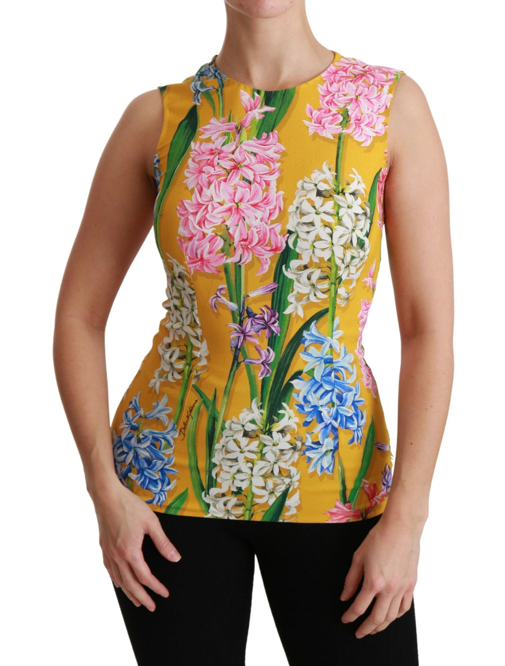 Dolce & Gabbana Yellow Floral Stretch Top Tank Blouse by Dolce & Gabbana