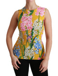 Dolce & Gabbana Yellow Floral Stretch Top Tank Blouse by Dolce & Gabbana