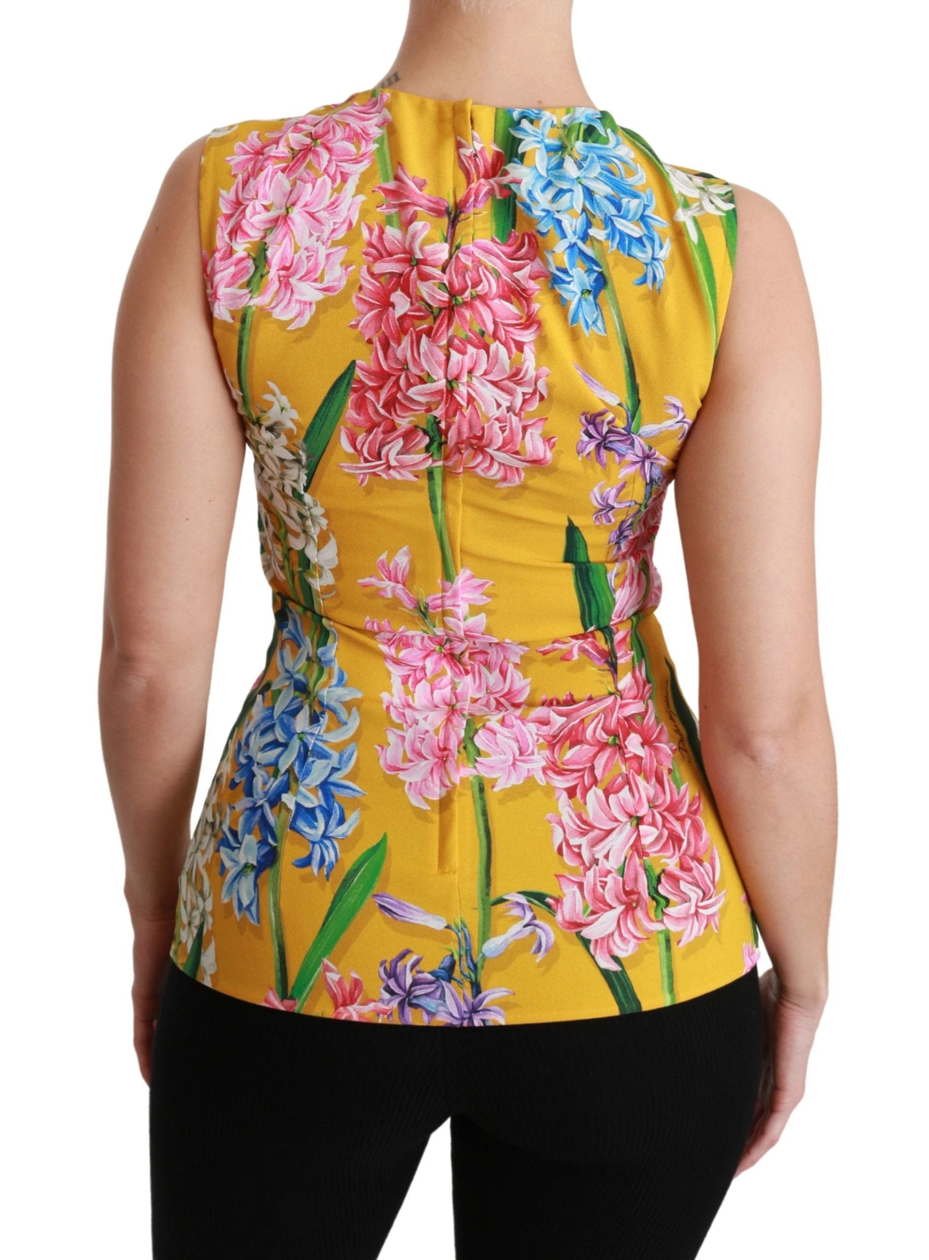 Dolce & Gabbana Yellow Floral Stretch Top Tank Blouse by Dolce & Gabbana
