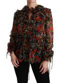 Dolce & Gabbana Black Floral Roses Blouse Silk Top by Dolce & Gabbana