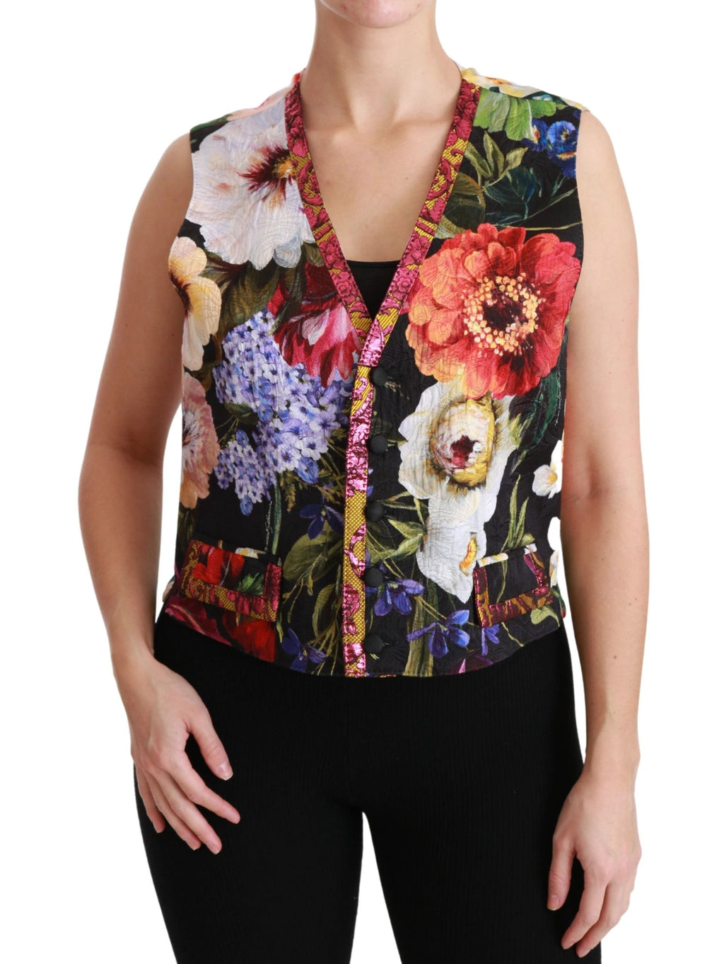 Dolce & Gabbana Multicolor Floral Sleeveless Waistcoat Top Vest by Dolce & Gabbana