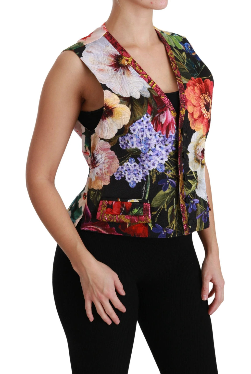 Dolce & Gabbana Multicolor Floral Sleeveless Waistcoat Top Vest by Dolce & Gabbana