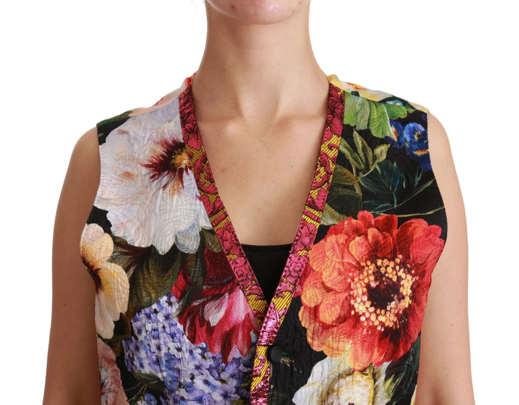 Dolce & Gabbana Multicolor Floral Sleeveless Waistcoat Top Vest by Dolce & Gabbana