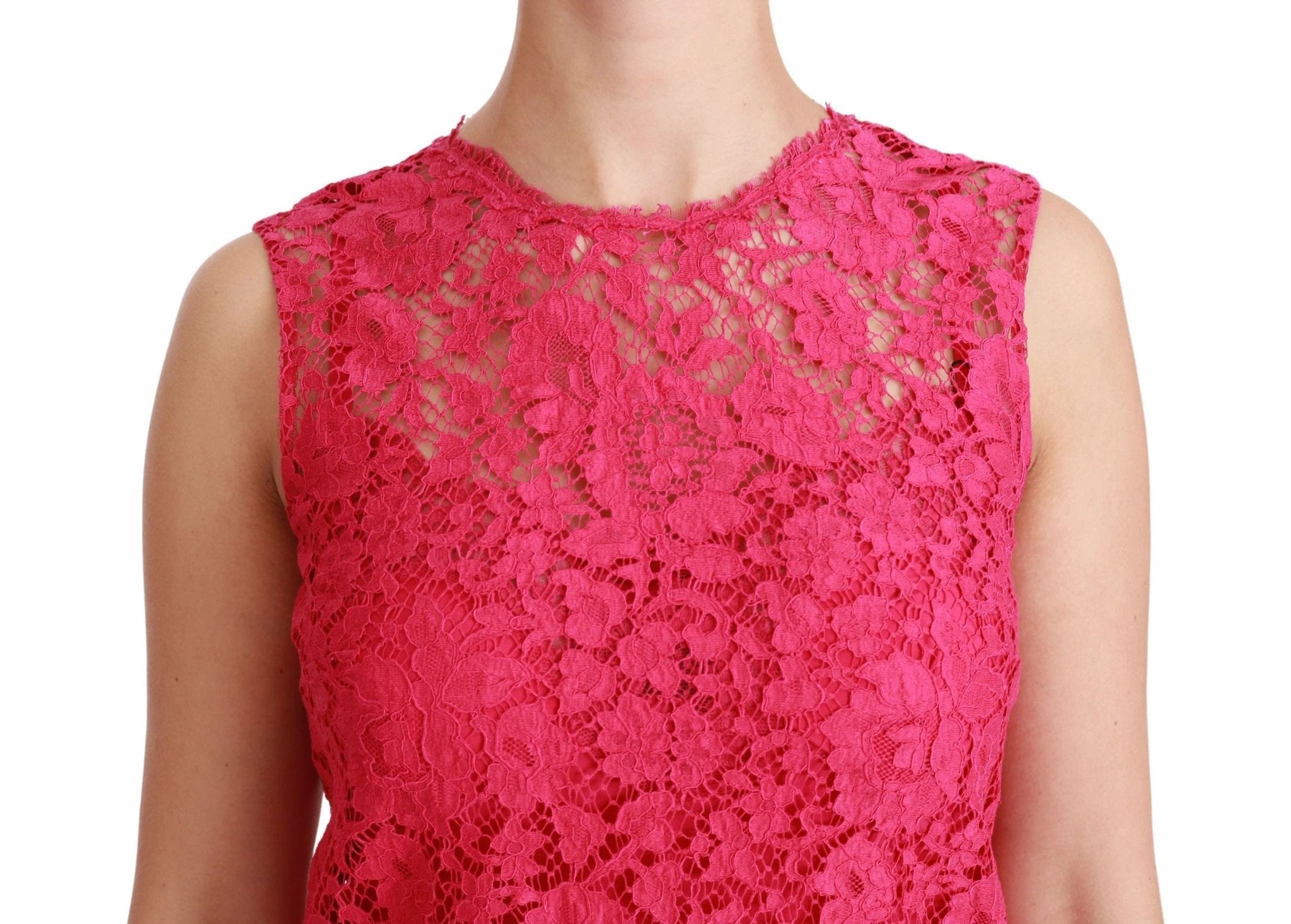 Dolce & Gabbana Pink Floral Lace Shift Gown Mini Dress by Dolce & Gabbana